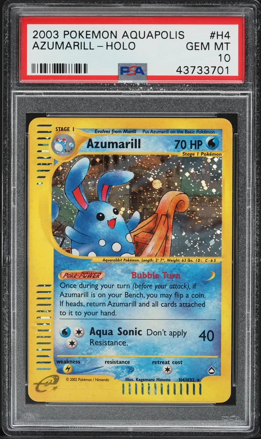 2002 Aquapolis Azumarill #H4 PSA 10