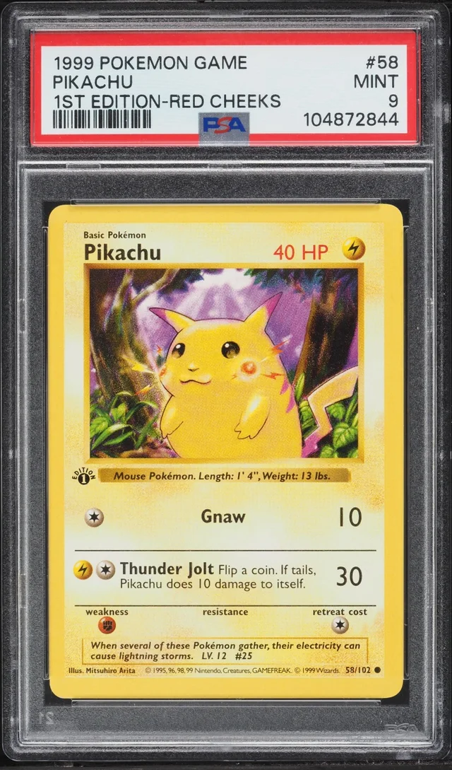 1999 Base Set 1st Edition Pikachu #58 (Red Cheeks) PSA 10