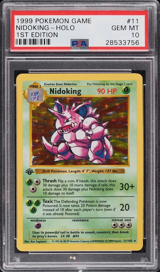1999 Base Set 1st Edition Nidoking #11 PSA 10