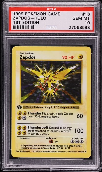 1999 Base Set 1st Edition Zapdos #16 PSA 10