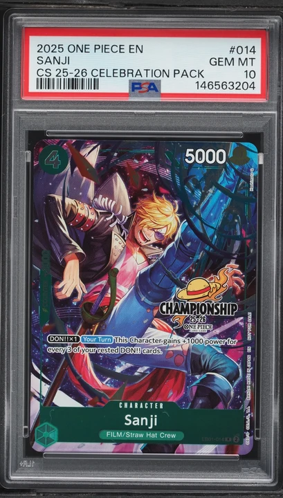 2025 One Piece Championship '25-'26 Celebration Pack Sanji #EB01-014 PSA 10