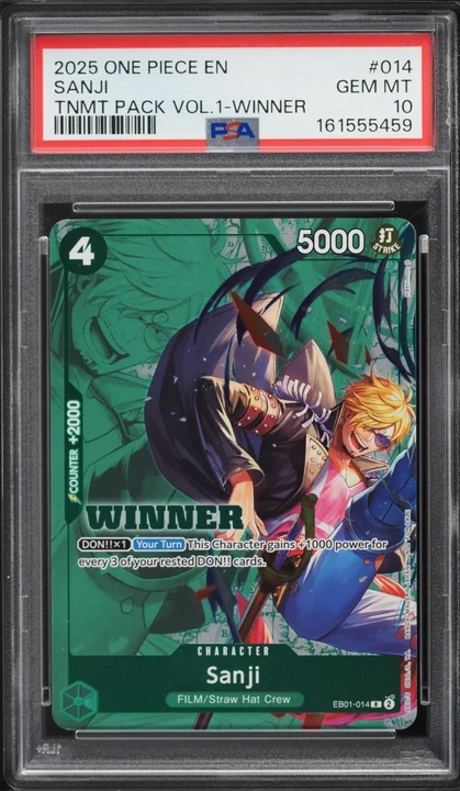 2025 One Piece Tournament Pack Vol. 1 Sanji #EB01-014 (Winner stamp) PSA 10