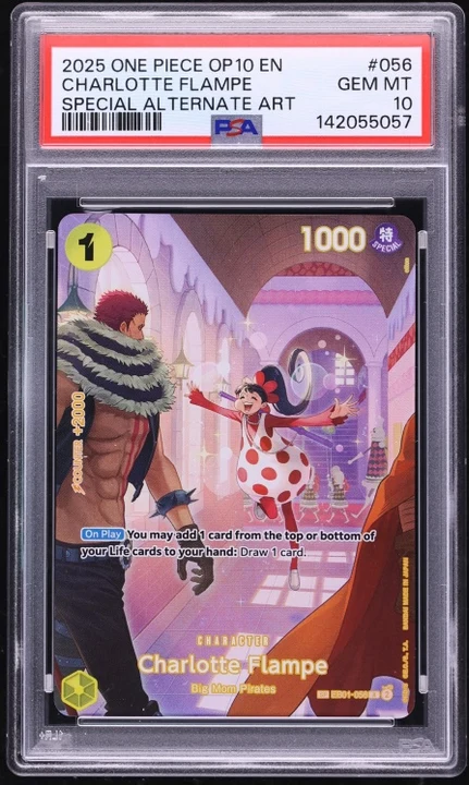 2025 One Piece Royal Blood Charlotte Flampe SP #EB01-056 (EB01 SP reprint) PSA 10
