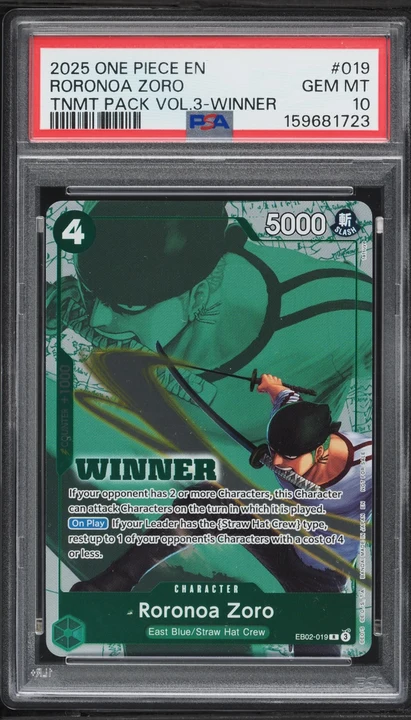 2025 EB02 Anime 25th Collection Roronoa Zoro Alt Art #EB02-019 (Winner) PSA 10