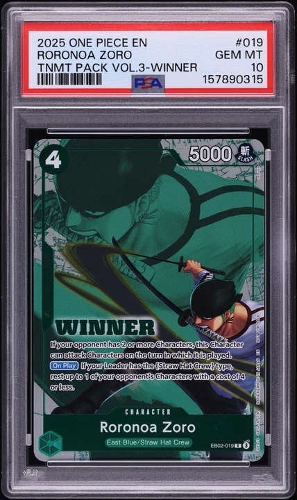 2025 EB02 Anime 25th Collection Volume 3 Winner Roronoa Zoro #EB02-019 (Winner) PSA 10
