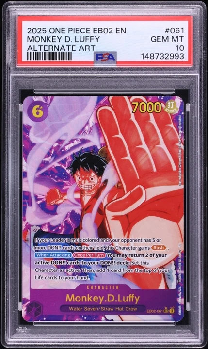 2025 EB02 Anime 25th Collection Monkey D. Luffy SEC #EB02-061 (Extra Booster reprint) PSA 10