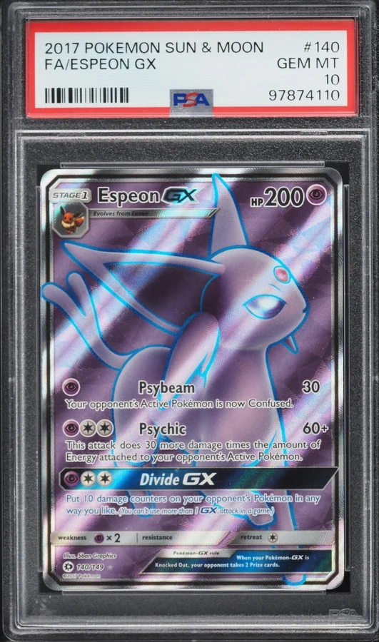 2017 Sun & Moon Espeon GX (Full Art) PSA 10