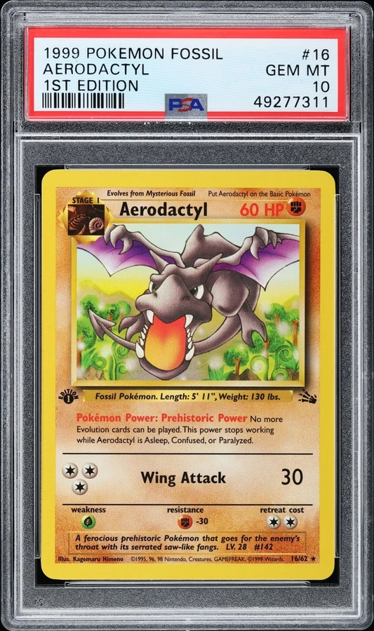 1999 Fossil 1st Edition Aerodactyl #1 PSA 10