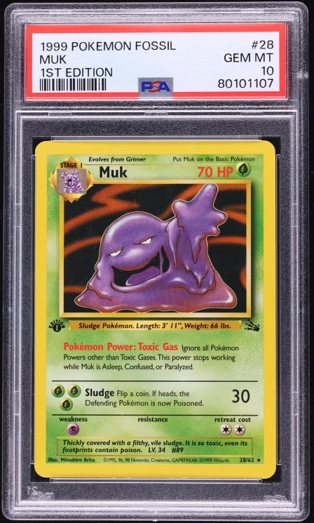 1999 Fossil 1st Edition Muk #13 PSA 10