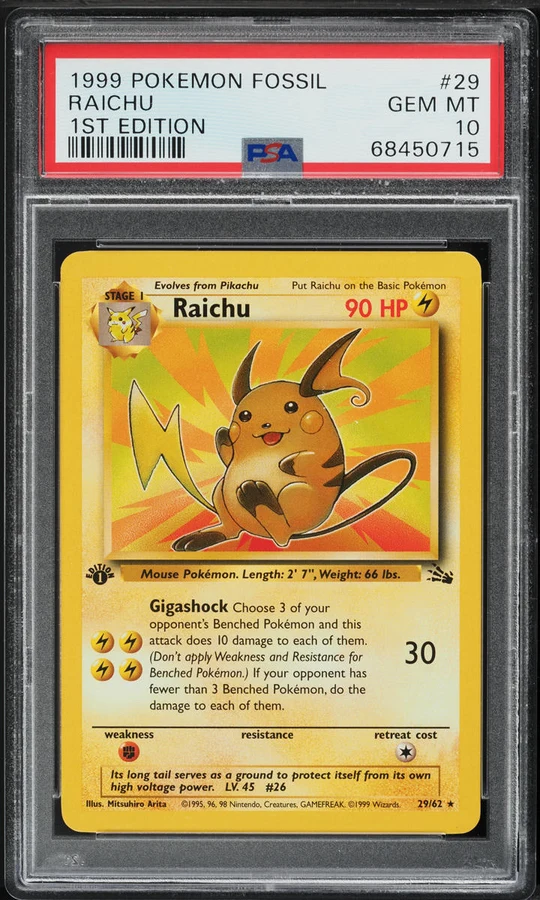 1999 Fossil Unlimited Raichu #14 PSA 10