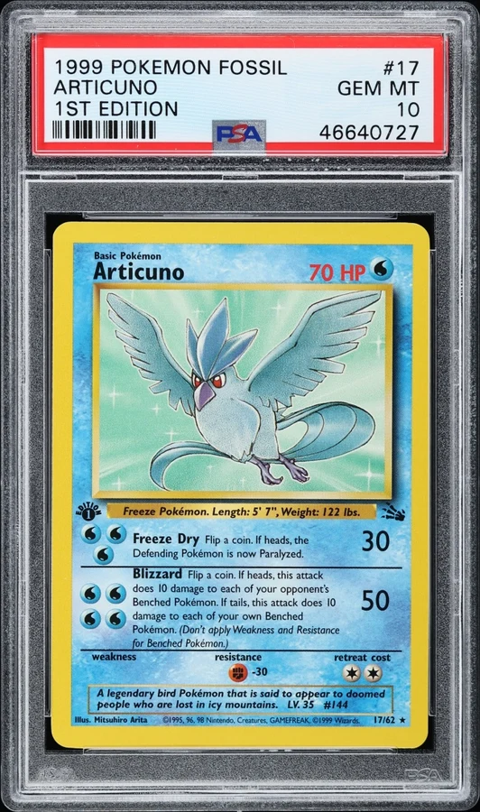 1999 Fossil 1st Edition Articuno #2 PSA 10