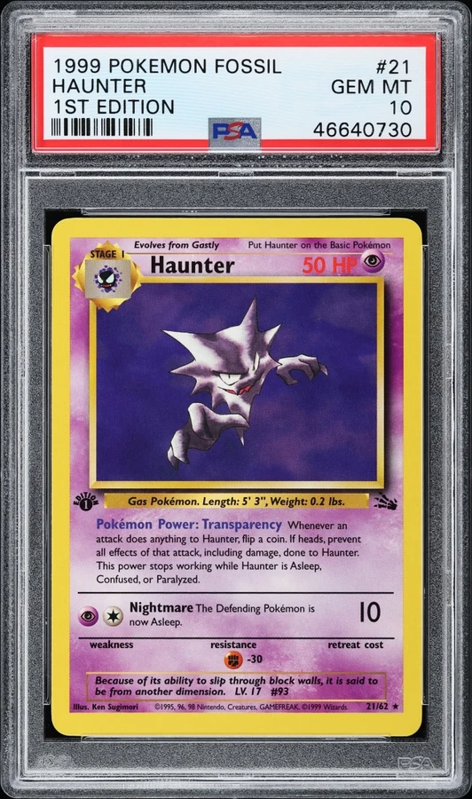 1999 Fossil 1st Edition Haunter #6 PSA 10