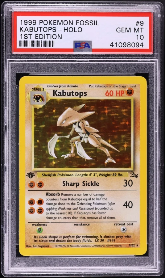 1999 Fossil 1st Edition Kabutops #9 PSA 10