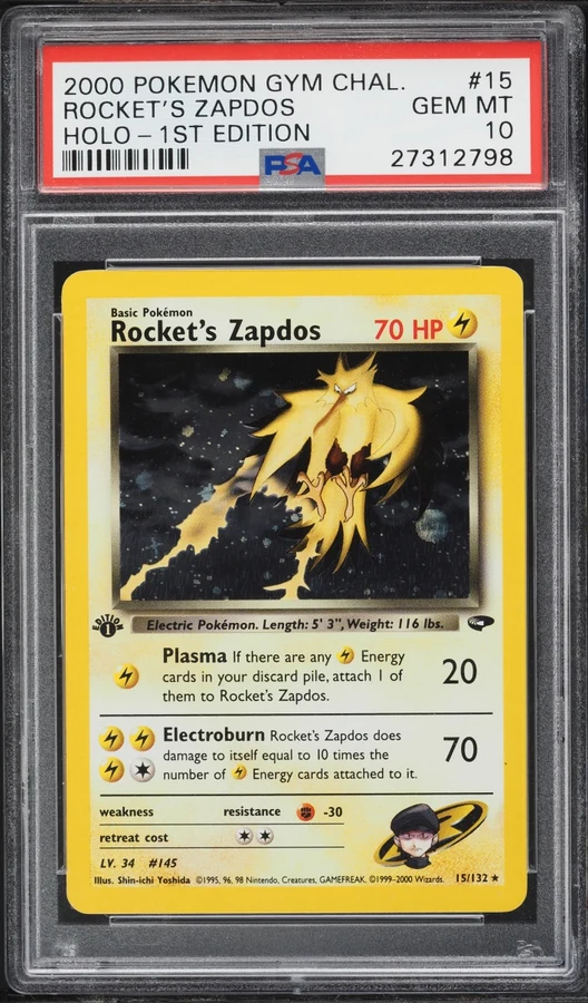 2000 Gym Challenge 1st Edition Rocket'S Zapdos #15 PSA 10
