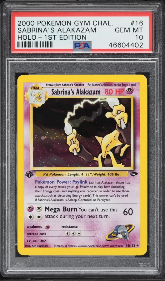 2000 Gym Challenge 1st Edition Sabrina'S Alakazam #16 PSA 10