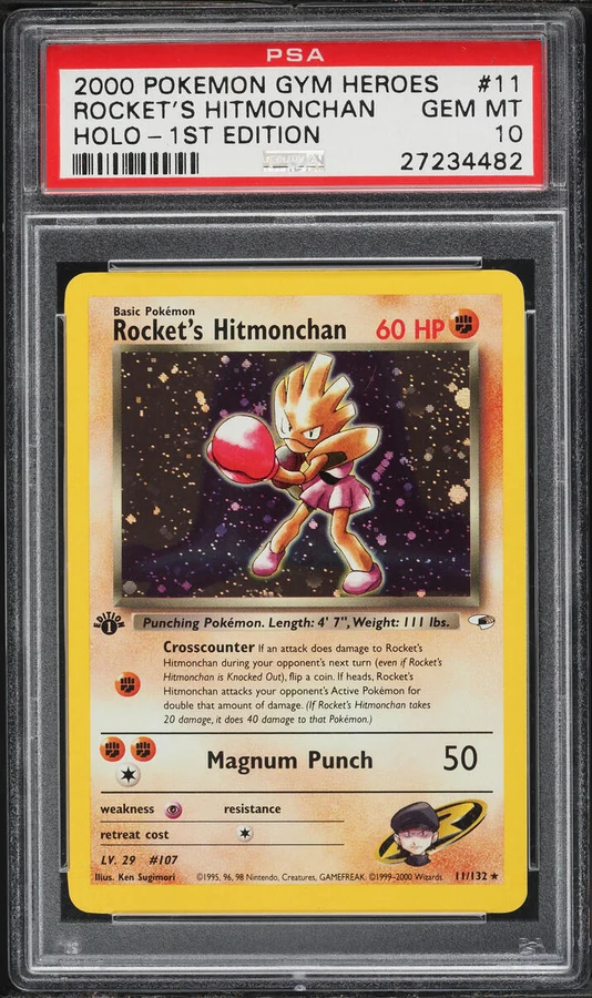 2000 Gym Heroes 1st Edition Rocket'S Hitmonchan #11 PSA 10