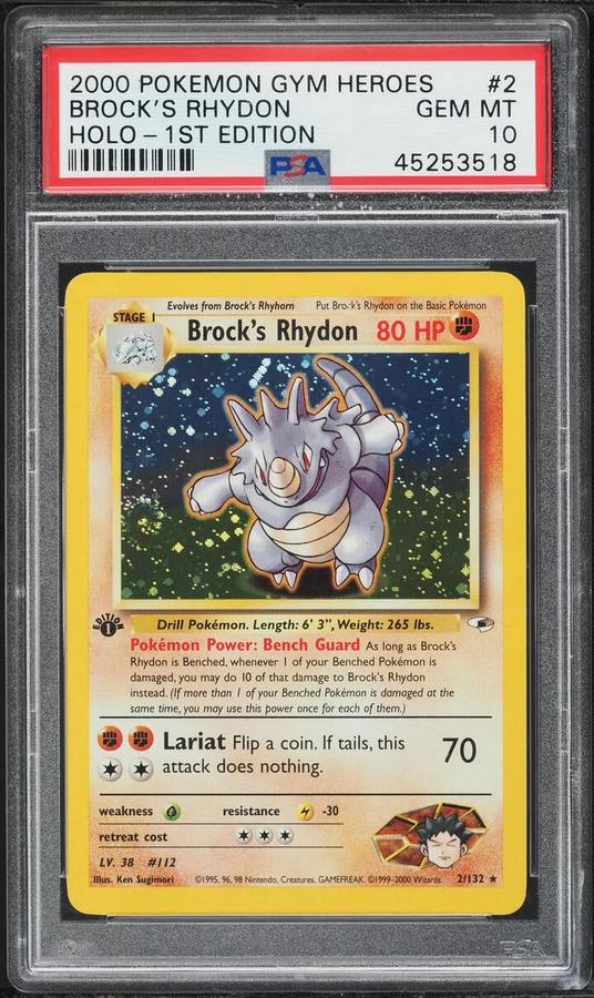 2000 Gym Heroes 1st Edition Brock'S Rhydon #2 PSA 10