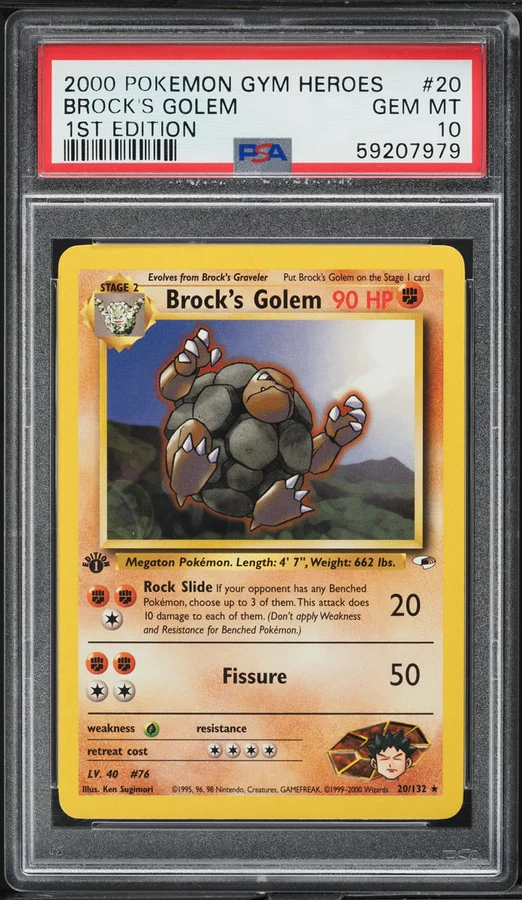 2000 Gym Heroes 1st Edition Brock'S Golem #20 PSA 10