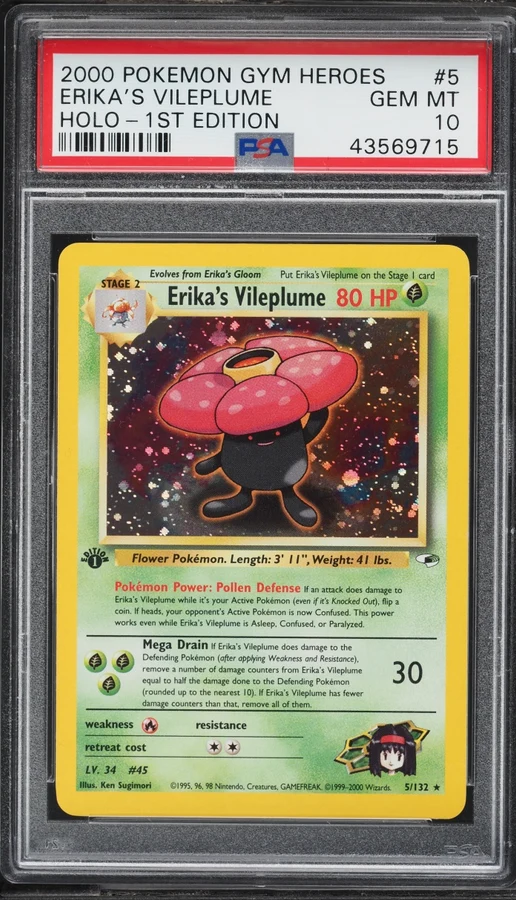 2000 Gym Heroes 1st Edition Erika'S Vileplume #5 PSA 10