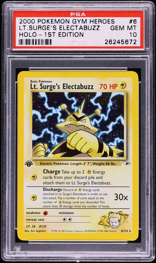 2000 Gym Heroes 1st Edition Surge'S Electabuzz #6 PSA 10