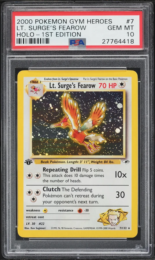 2000 Gym Heroes 1st Edition Surge'S Fearow #7 PSA 10