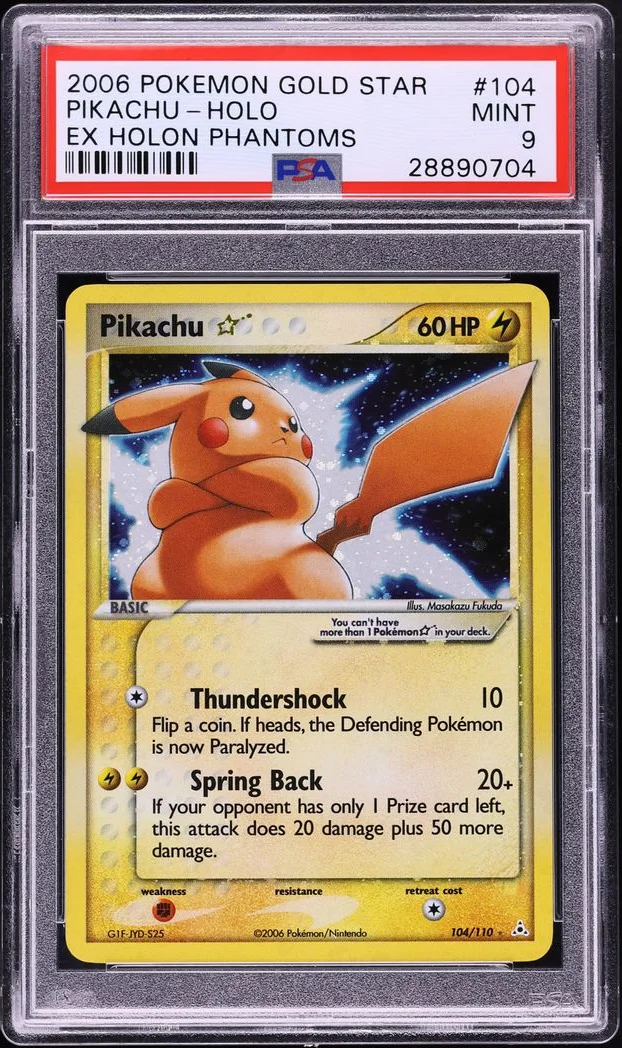 2006 EX Holon Phantoms Pikachu Gold Star #104 PSA 9