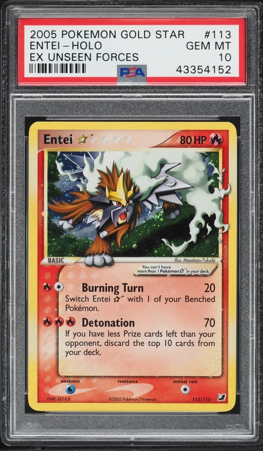 2005 EX Unseen Forces Entei Gold Star #113 PSA 10