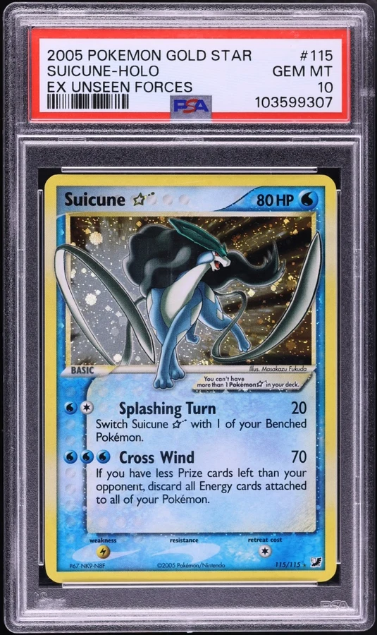 2005 EX Unseen Forces Suicune Gold Star #115 PSA 10