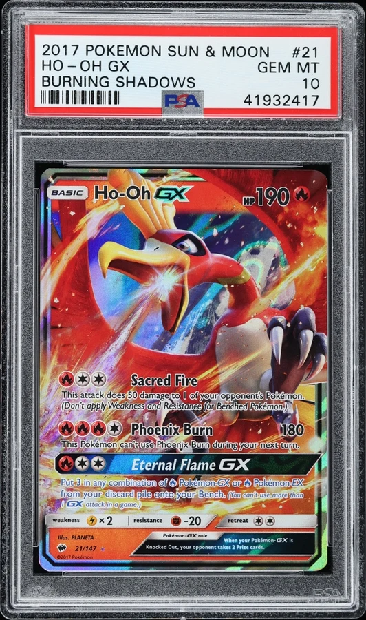 2017 Burning Shadows Ho-Oh GX PSA 10