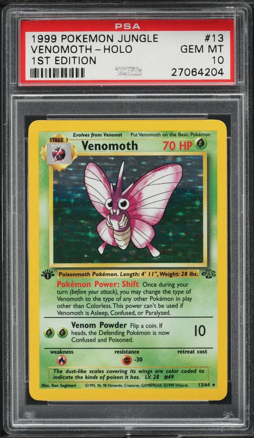 1999 Jungle 1st Edition Venomoth #13 PSA 10