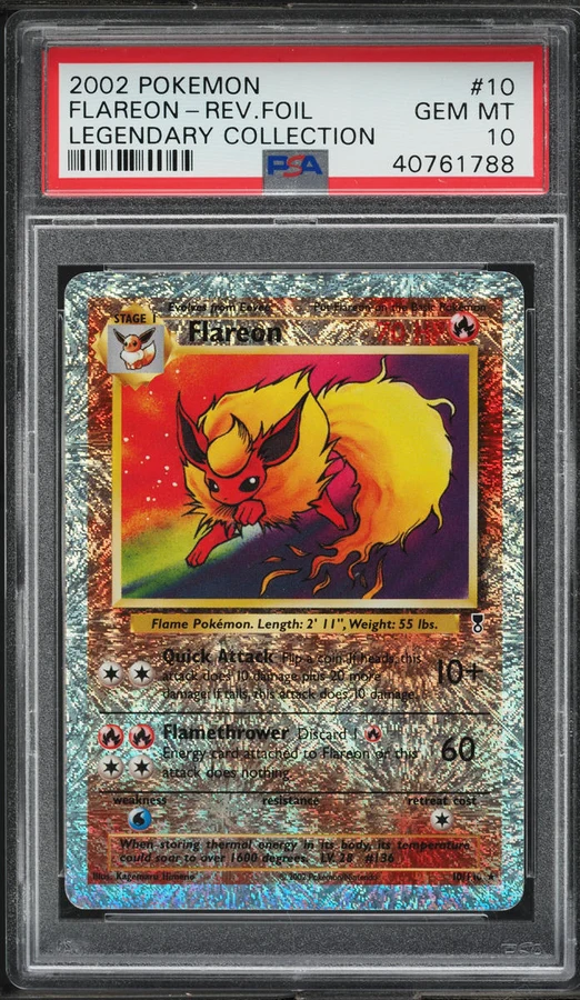 2002 Legendary Collection Reverse Holo Flareon #10 PSA 10