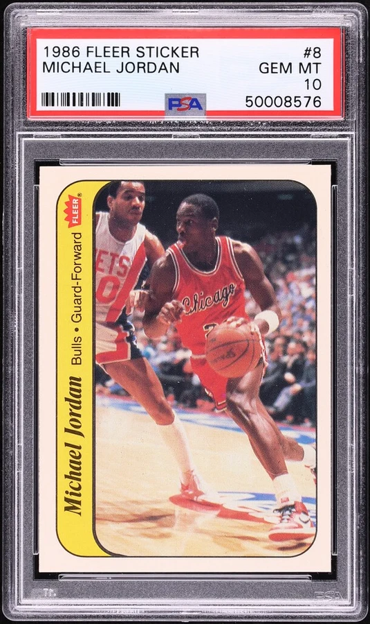 1986 Fleer Michael Jordan Sticker #8 PSA 10