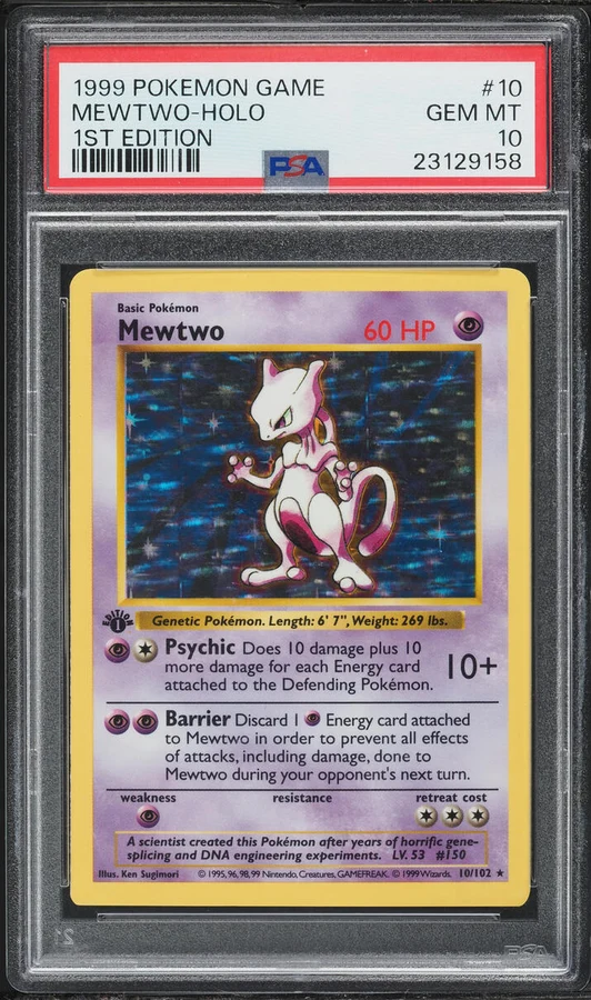 1999 Base Set 1st Edition Mewtwo #10 PSA 10
