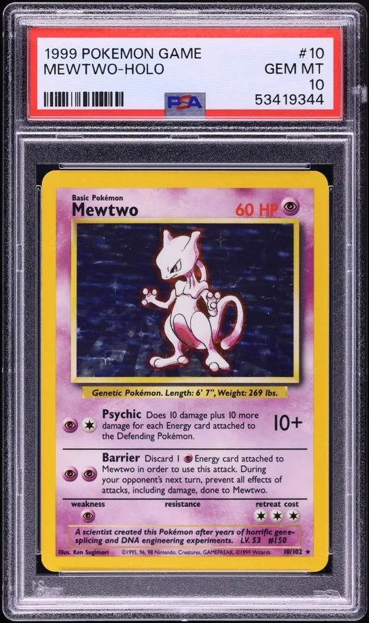 1999 Base Set Unlimited Mewtwo #10