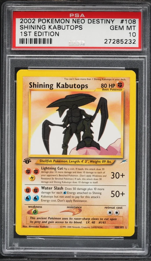 2002 Neo Destiny 1st Edition Shining Kabutops #108 PSA 10