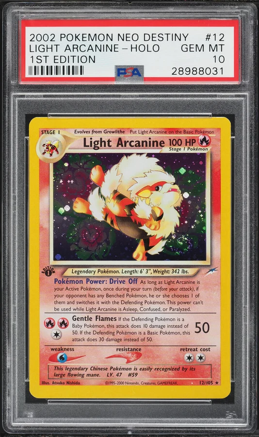 2002 Neo Destiny 1st Edition Light Arcanine #12 PSA 10