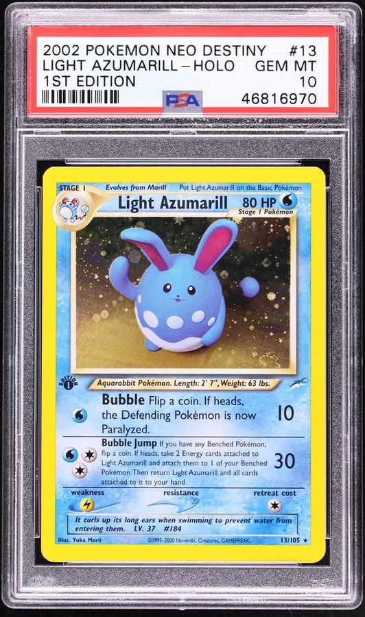 2002 Neo Destiny 1st Edition Light Azumarill #13 PSA 10