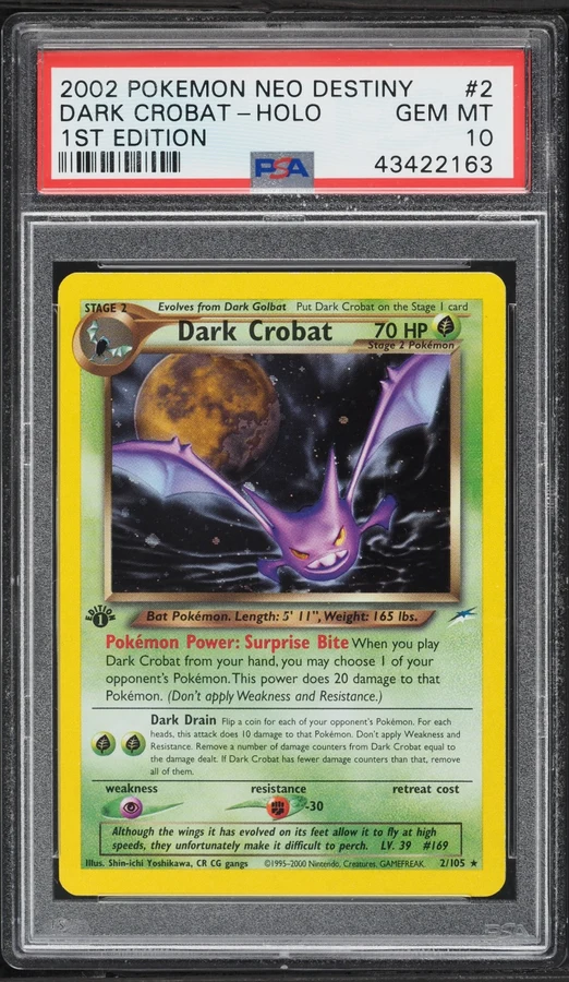 2002 Neo Destiny 1st Edition Dark Crobat #2 PSA 10