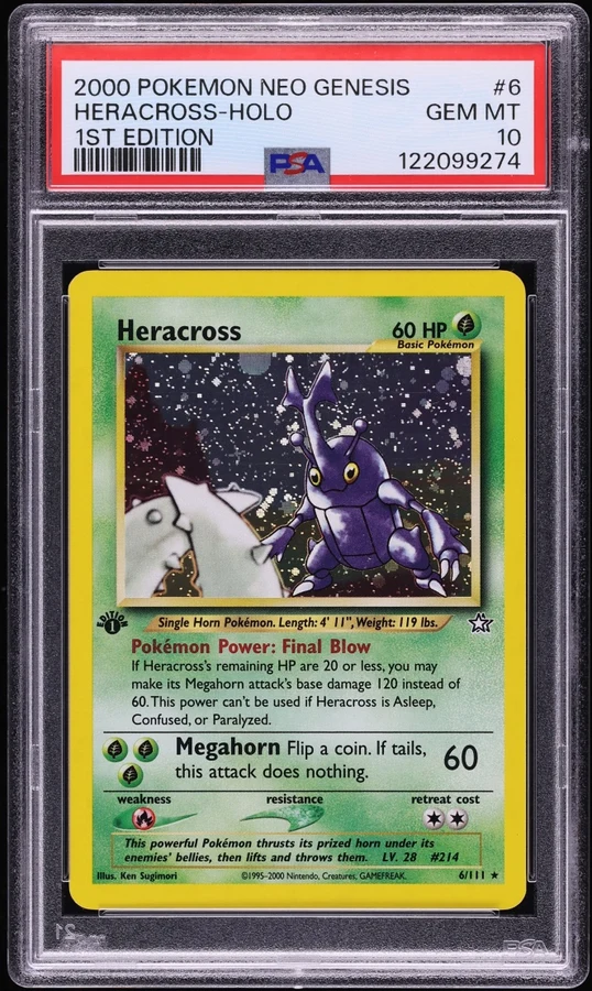 2000 Neo Genesis 1st Edition Heracross #6 PSA 10
