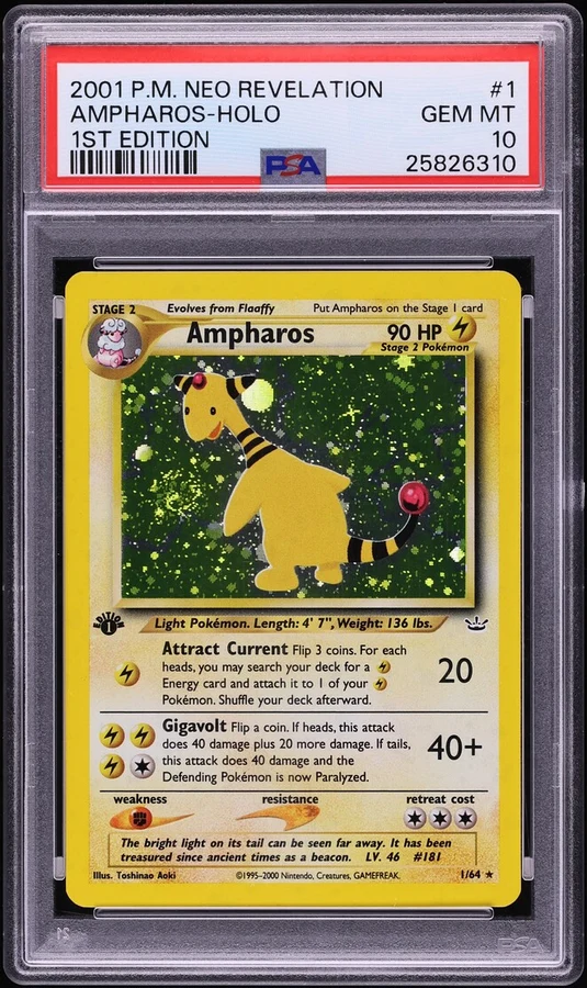 2001 Neo Revelation 1st Edition Ampharos #1 PSA 10