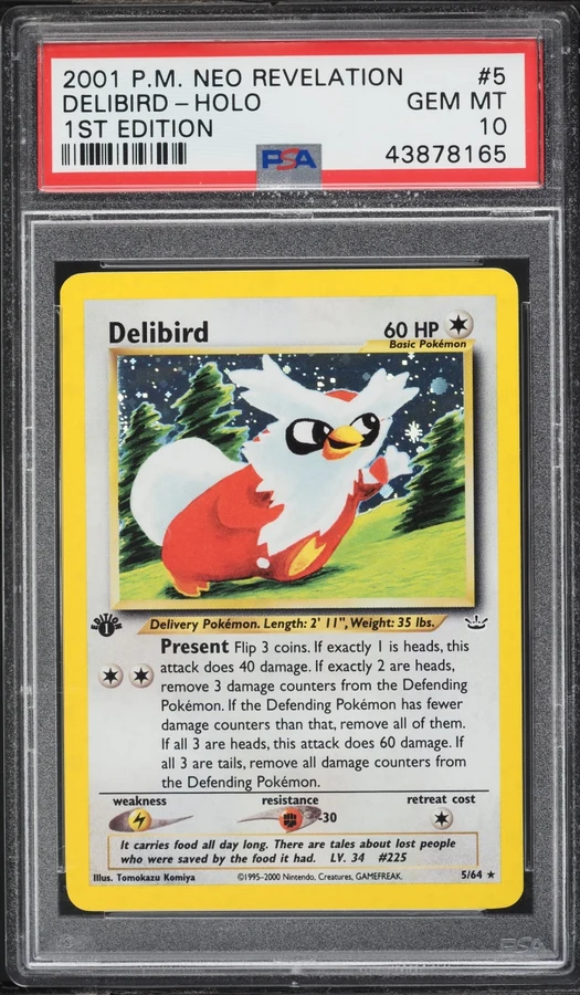 2001 Neo Revelation 1st Edition Delibird #5 PSA 10