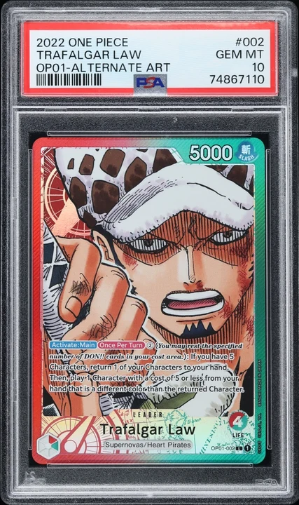 2022 OP01 Romance Dawn Alt Art Leader Trafalgar Law #OP01-002 PSA 10