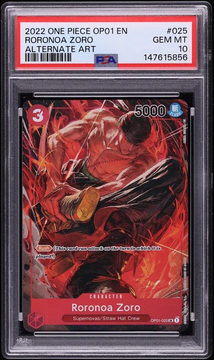 2022 OP01 Romance Dawn Alt Art SR Roronoa Zoro #OP01-025 PSA 10