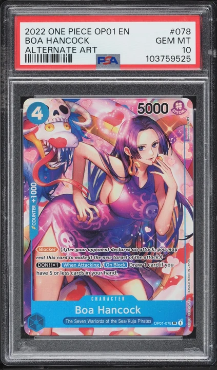 2022 OP01 Romance Dawn Boa Hancock Alt Art #OP01-078 PSA 10