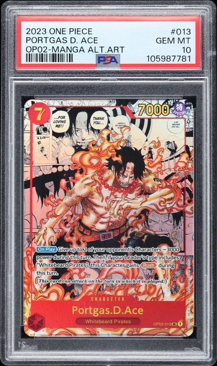 2023 OP02 Paramount War Portgas D. Ace Manga Rare #OP02-013 PSA 10