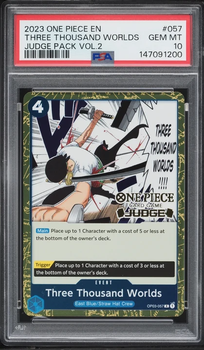 2023 One Piece Judge Pack Vol. 2 Three Thousand Worlds #OP03-057 PSA 10