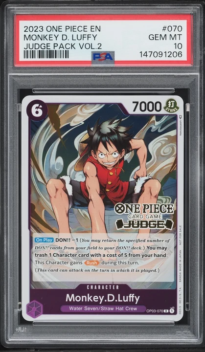 2023 One Piece Judge Pack Vol. 2 Monkey D. Luffy #OP03-070 PSA 10