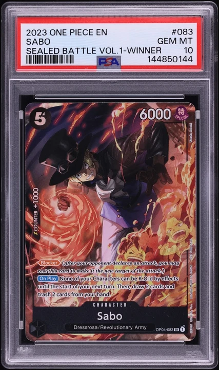 2023 OP04 Kingdoms of Intrigue Promo Sealed Battle Vol. 1 Winner Sabo #OP04-083 (Winner) PSA 10