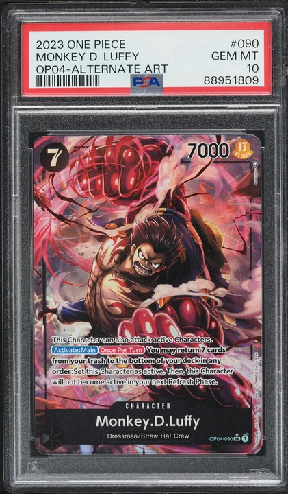 2023 OP04 Kingdoms of Intrigue Monkey D. Luffy Alt Art #OP04-090 PSA 10