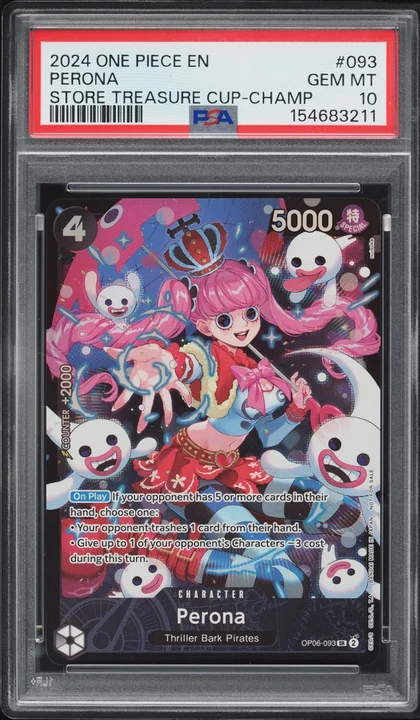 2024 OP06 Wings of the Captain Tournament Promo Treasure Cup Store Winner Perona #OP06-093 (Winner) PSA 10